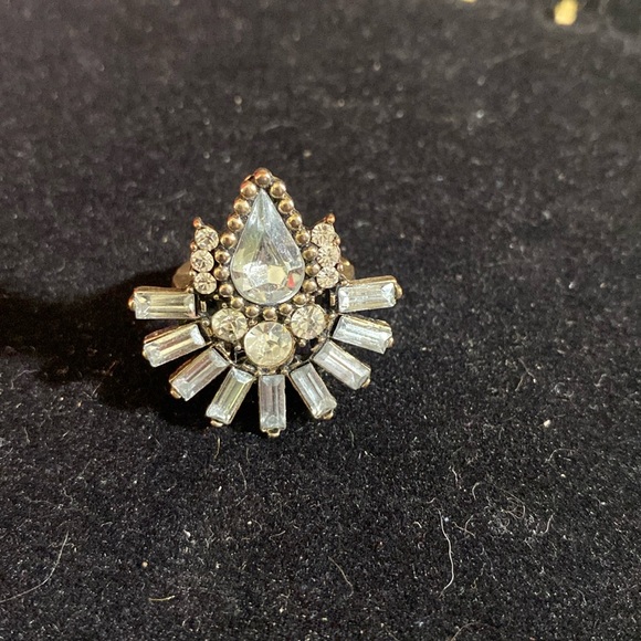 Jewelry - Adjustable Silver Toned Clear Rhinestone Ring